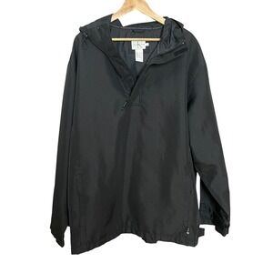 Calvin Klein Jeans Pullover Jacket Windbreaker Men Hood Large Black Quarter Zip